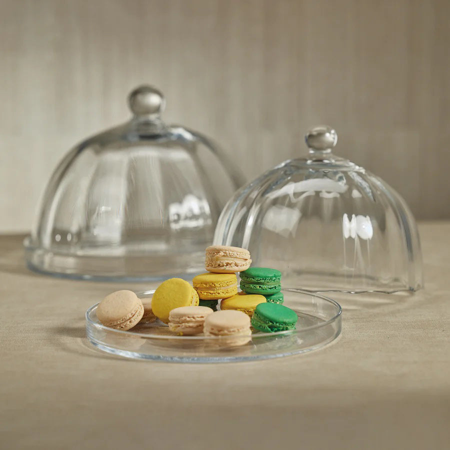 PASTRY GLASS PLATE WITH CLOCHE 8.5