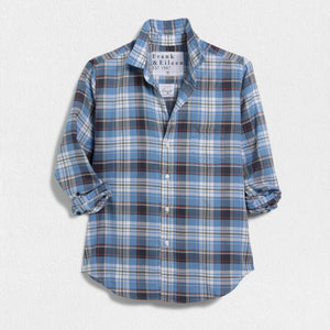 FRANK AND EILEEN - BARRY IN LIGHT BLUE PLAID BRUSHED COTTON