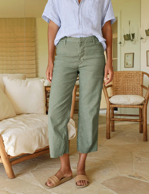 FRANK AND EILEEN - KINSALE TROUSER IN PERFORMANCE LINEN SAGE