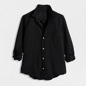 FRANK AND EILEEN - BARRY TAILORED BUTTON UP IN FAMOUSE DENIM TATTERED BLACK