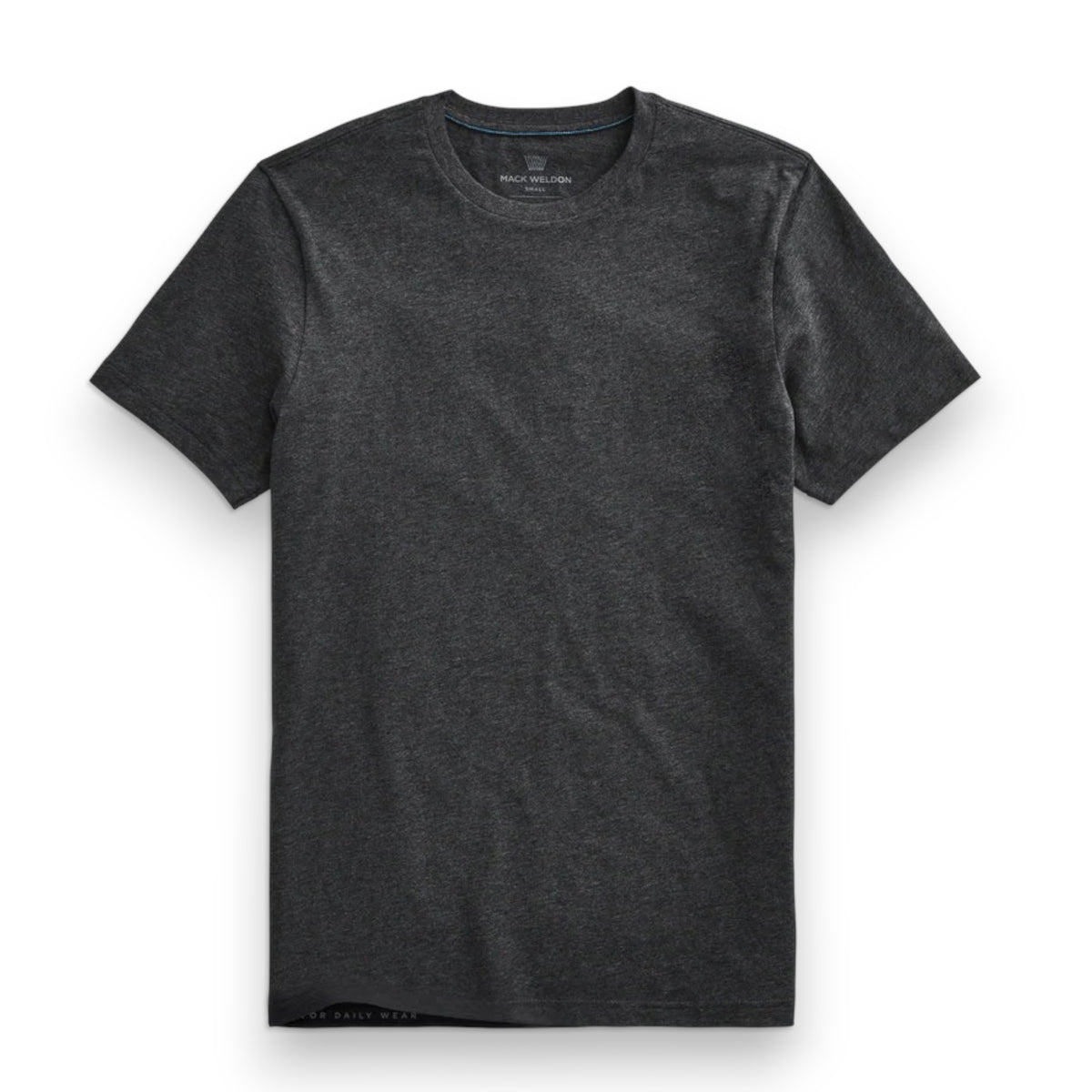 The MACK WELDON PIMA CREW NECK T-SHIRT, a short-sleeved navy blue tee made from soft Pima cotton, is laid flat on a white background.