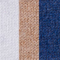 An image showcasing a close-up of the KINROSS CASHMERE - SUPERSOFT COTTON RIB CREWNECK COLORBLOCK SWEATER's knitted fabric pattern, divided into three vertical sections: beige on the left, bright pink in the center, and black on the right. Each section is distinctly knitted with an exceptionally soft texture of 100% super soft cotton and features a clear, pronounced 9gg pattern from KINROSS.