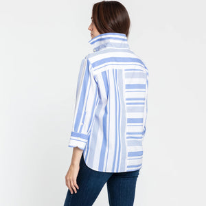 HINSON WU - MARGOT 3/4 SLEEVE SHIRT WITH VARIEGATED STRIPES