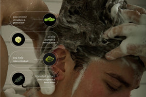 A sleek black pump bottle labeled "JACK HENRY - CREAMY SHAMPOO" with JACK HENRY branding holds 400 ml of keratin-infused formula, displayed against a white background.