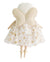 Introducing the ALIMROSE - WILLOW FAIRY DOLL by ALIMROSE: This enchanting plush fairy doll features a serene expression, white wings trimmed with gold, and a star-adorned dress. Adorned with white hair accented by a golden headband and bow, and wearing gold ballet shoes, this ethereal beauty makes an exquisite addition to nursery decor or a special gift for any little one.