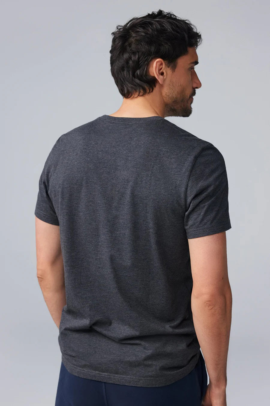 The MACK WELDON PIMA CREW NECK T-SHIRT, a short-sleeved navy blue tee made from soft Pima cotton, is laid flat on a white background.