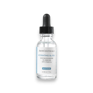 A 30 ml (1 fl oz) bottle of SKINCEUTICALS Hydrating B5 Gel by SKIN CEUTICALS, a hydrating serum enriched with Vitamin B5 and hyaluronic acid. The clear glass bottle features a black dropper lid and a label that emphasizes its moisture-enhancing properties designed to deeply hydrate your skin.