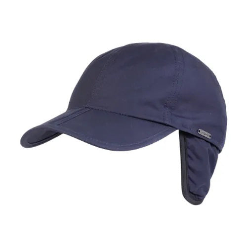 The WIGENS Classic Baseball Cap in waxed cotton with fleece lining features visible stitching and a curved brim in light gray, shown on a white background.