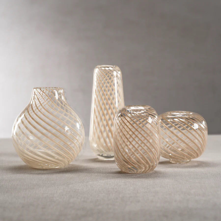 CLAIRE BUD VASE WITH BEIGE SWIRL - TALL NARROW