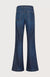 The SEVENTY VENEZIA Stretch Denim Flared Jeans by SEVENTY feature a dark wash, front patch pockets, and visible stitching. These high-waist jeans extend from the knee to the hem in a bell-bottom style.