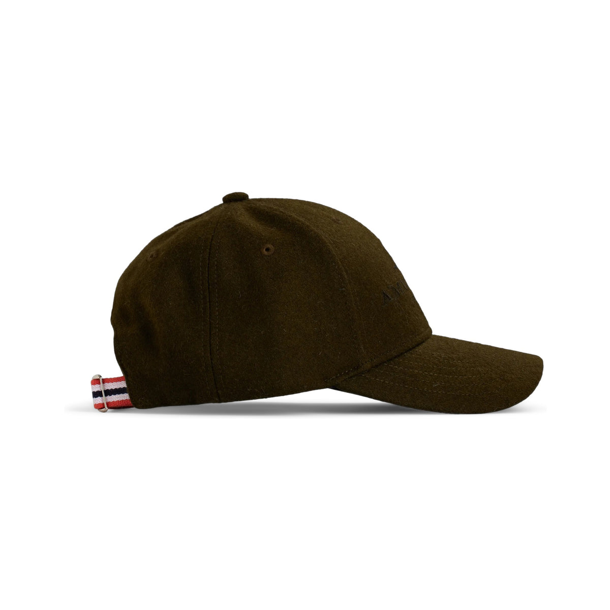 The AMUNDSEN SPORTS - WOOL CAP is a dark brown wool cap with a curved brim, subtle front embroidery, Norwegian design touches, and an adjustable strap, shown on a white background.