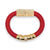 The HOLST + LEE - LUXE CLASSIC BRACELET by HOLST & LEE features an elegant orange cord with gold-plated accents, including a rectangular gold clasp adorned with several gold and diamond-encrusted beads near the clasp.