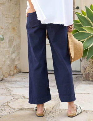 FRANK AND EILEEN - WEXFORD WIDE LEG LINEN PANT IN NAVY