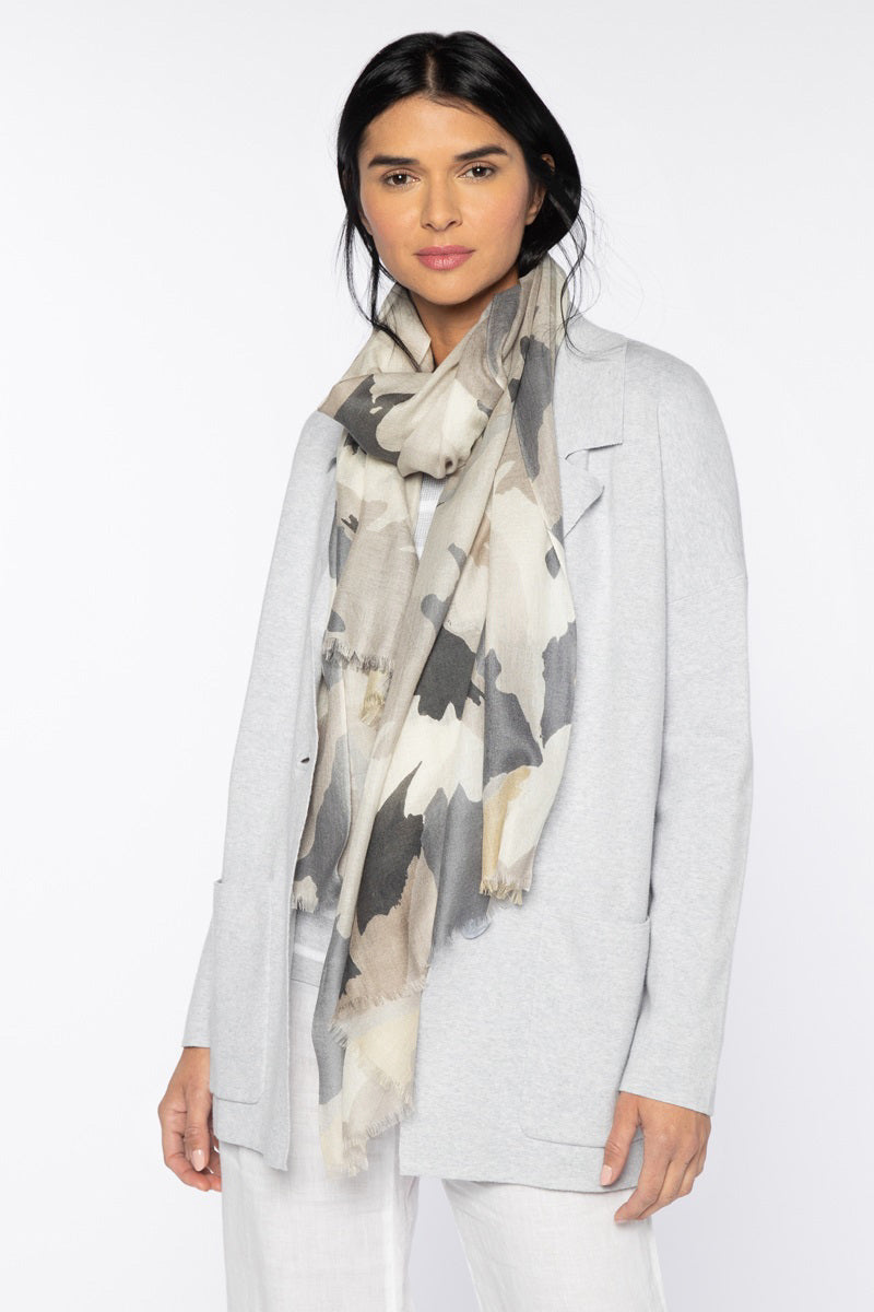 KINROSS CASHMERE - ABSTRACT LEAVES SCARF