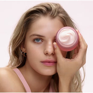 A split image showcasing three natural skincare ingredients: a pink rose, green chlorella on a wooden spoon, and a padina pavonica plant submerged in water. On the right: text explaining their skin benefits—soothing, firming, and hydrating with a rose-infused scent for ELEMIS - PRO-COLLAGEN ROSE MARINE CREAM by ELEMIS - STEINER, an anti-ageing moisturizer.