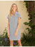 The FRANK & EILEEN Lauren Polo Dress in white with British Royal Navy stripe has short sleeves, a V-neck with a small lapel collar, and horizontal stripes for a relaxed yet refined Polo Style charm.