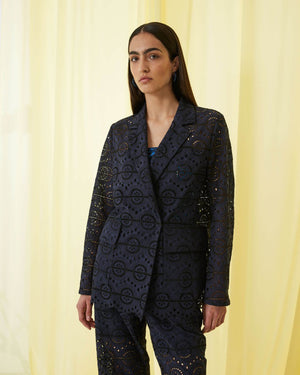 SFIZIO - DOUBLE BREASTED BRODERI ANGLAISE JACKET