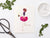 The CUP O' JOE CARD by PETAL PEOPLE PRESS features a whimsical botanical art design of a figure crafted from flower petals, holding a steaming cup of coffee. The design is set against a white backdrop embellished with green leaves, scissors, and a bowl of paperclips, creating an ideal setting for a thank you note.