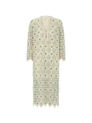 MIRTO 1956 - GREEN CITTON BLEND CROCHET DRESS