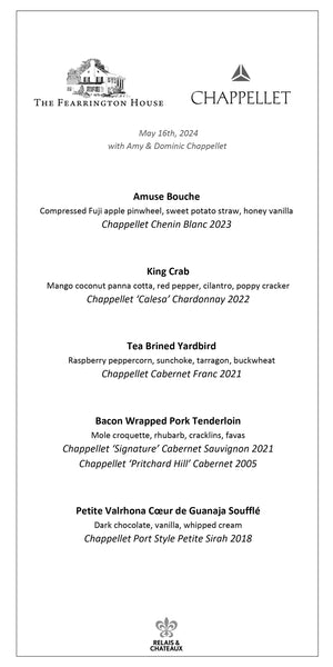 Wine Dinner: Chappellet May 16th, 2024 - SOLD OUT