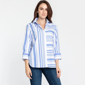 HINSON WU - MARGOT 3/4 SLEEVE SHIRT WITH VARIEGATED STRIPES