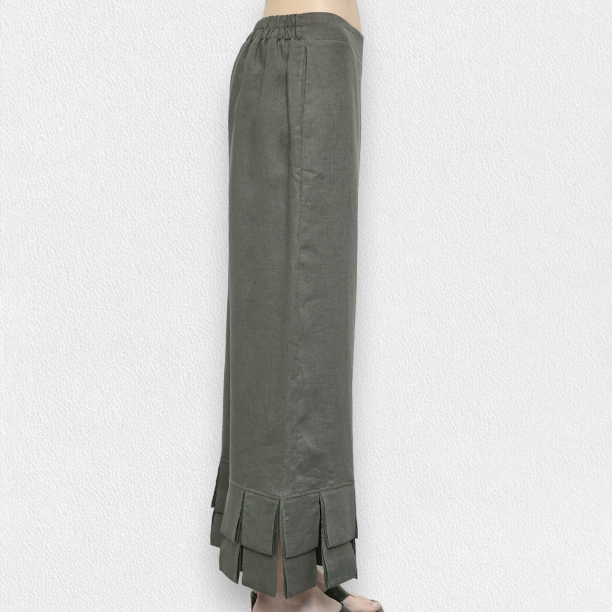 MEIMEIJ - LINEN PULL ON PANT WITH RUFFLE CUFF