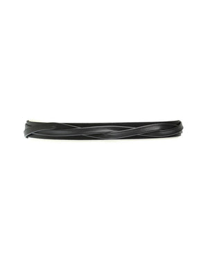 The ADA - SKINNY WRAP BELT in black leather, handcrafted by artisans, displayed on a white background.