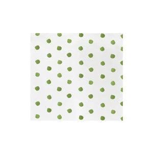 The VIETRI - DOT DINNER NAPKIN by VIETRI is a square, Italian-made napkin with evenly spaced small blue dots on a white background.