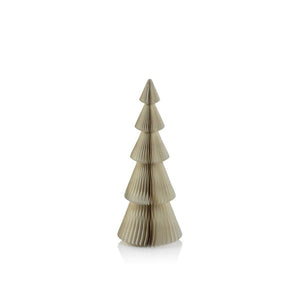 The WISH PAPEER DECORATIVE TREE - ALPINA 24IN by ZODAX is a charming small paper sculpture that captures the essence of a Christmas tree with its tiered, conical layers and accordion-style pleats. Ideal for adding festive cheer, this decorative piece stands elegantly against a plain white background, making it a delightful addition to any space.