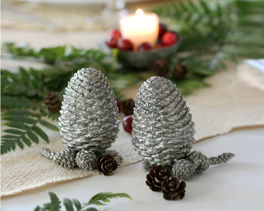 PEWTER PINE CONESALT AND PEPPER SET