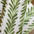 The CHRISTINA DICKSON HOME FERN COTTON NAPKIN, featuring a green leaf block print on 100% cotton and held by a brown ring, complements the matching tablecloth beneath with its seamless leaf motif design. A small green plant is visible in the top left corner.