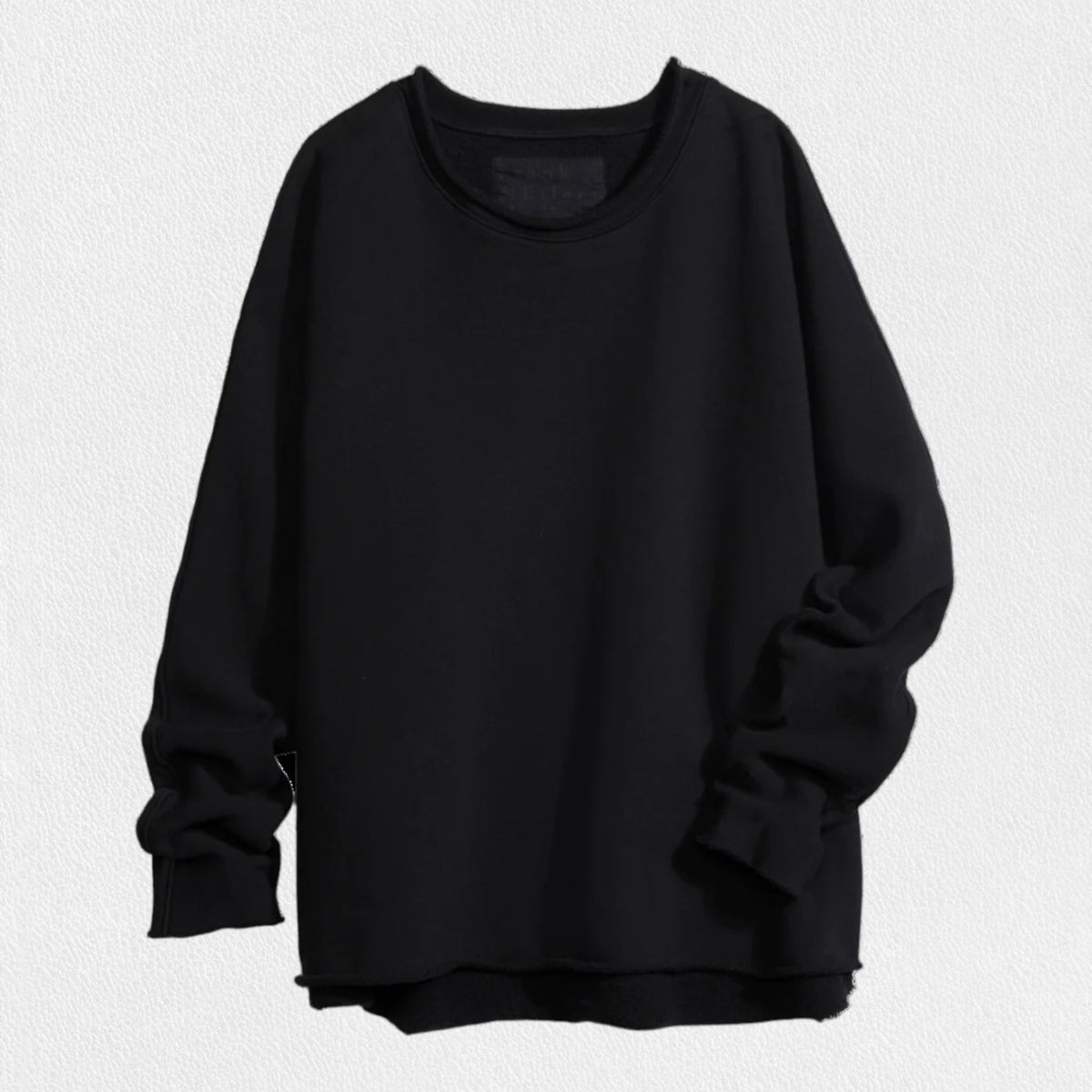 A person with long, wavy blonde hair is standing outdoors near a large tree, wearing the FRANK &amp; EILEEN ANNA LONG-SLEEVE CAPELET in navy over a white shirt and blue pants. The background showcases green foliage and a stone path. The person is smiling and gazing to the side.