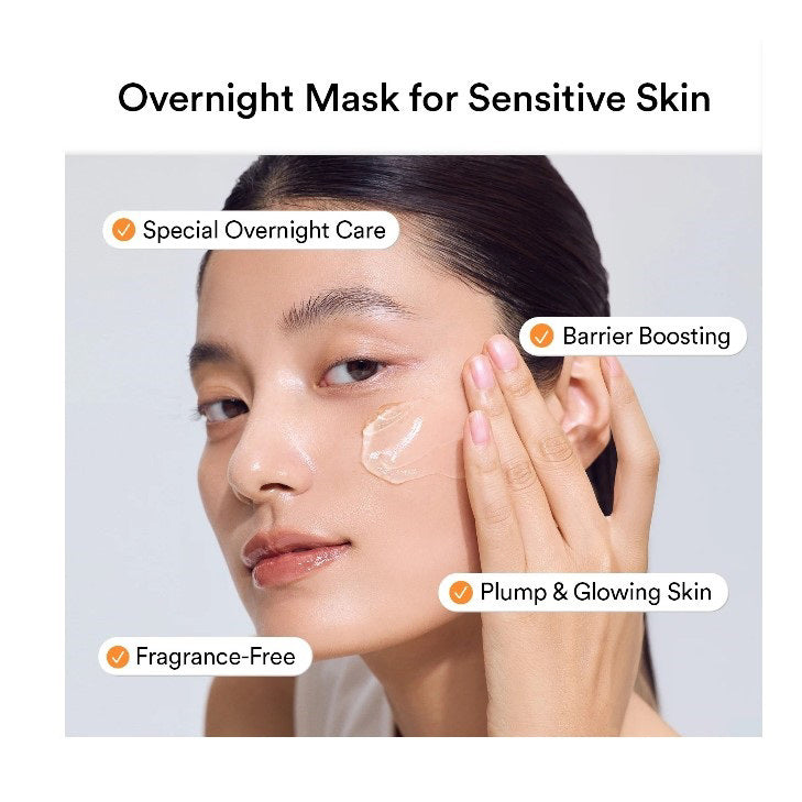 A white jar labeled &quot;ABIB - RICE PROBIOTICS OVERNIGHT MASK BARRIER JELLY 80ML&quot; from ASIAN BEAUTY WHOLESALE, shown on a plain white background; this hydrating sleep mask provides overnight moisture and probiotics for your skin.