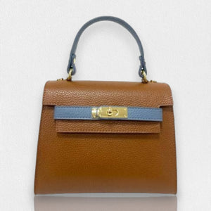 TWO-TONED LEATHER SATCHEL BAG