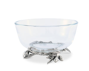 OLIVE GROVE GLASS PEWTER BOWL